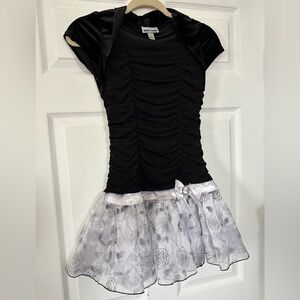Amy Byer Girls Dress Size 10 Black Velour Drop Waist Glitter Rhinestone